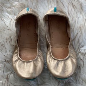 Tieks gold champagne flats